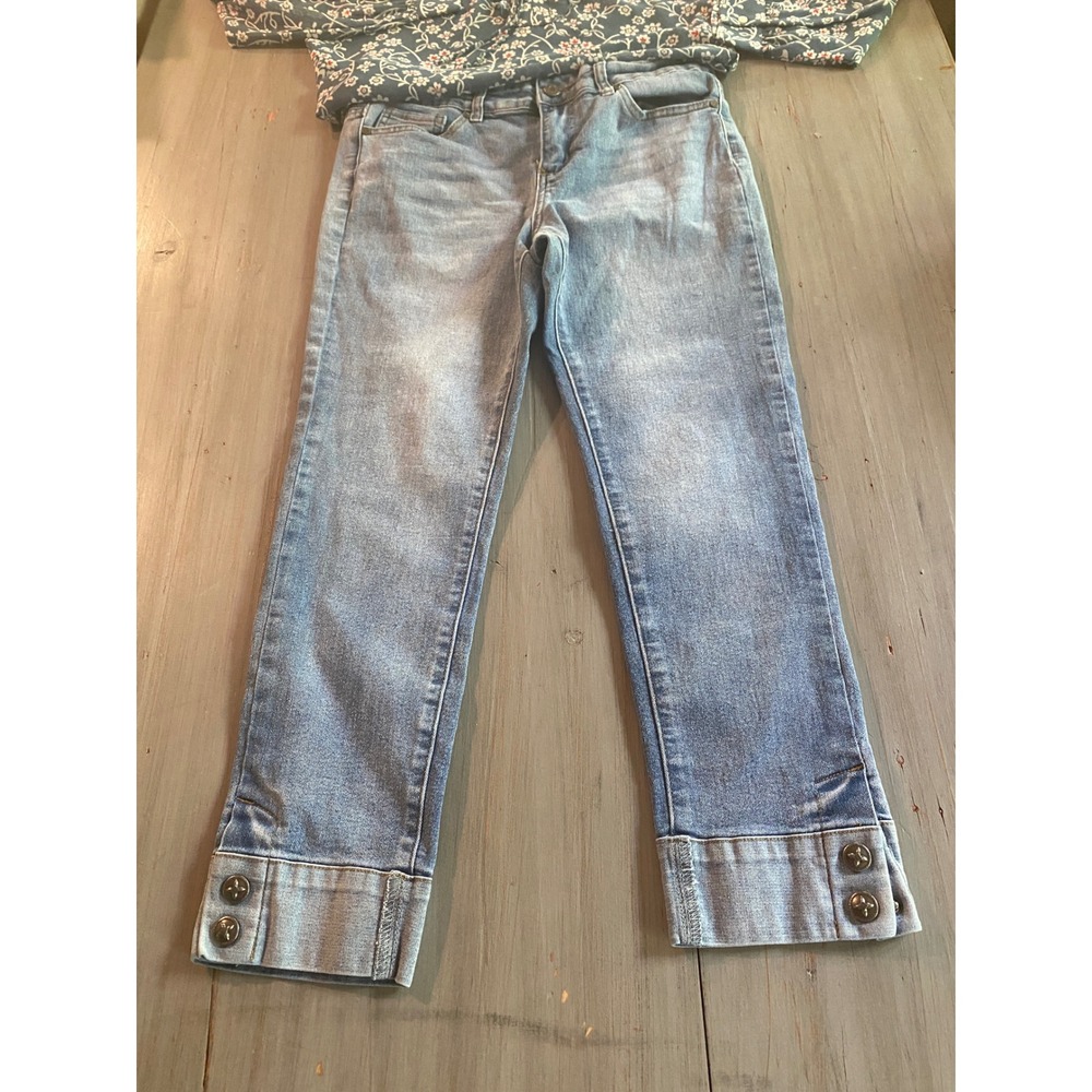 GG Jeans Premium Womens‎ Light Wash Cropped Button Cuff Straight Jeans Size 8